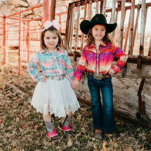 Neon Paisley Fringe Pearl Snap Shirt Toddler (2T-5T)