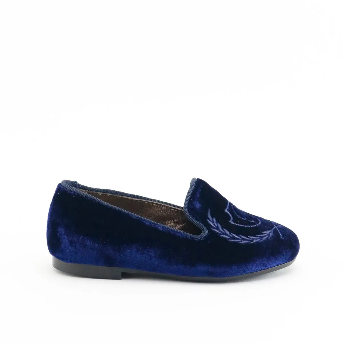 PAPANATAS ROYAL BLUE VELVET MONOGRAM LOAFERS [Final Sale]