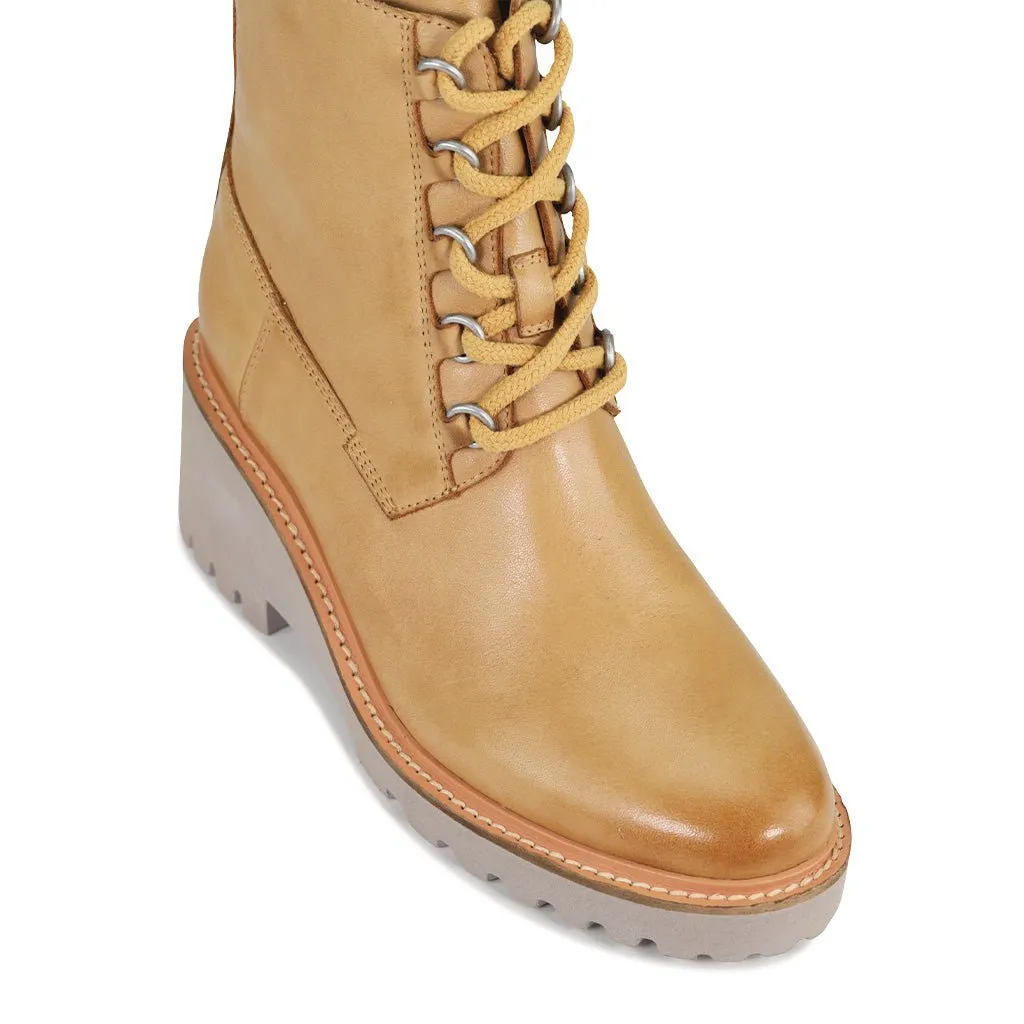 PAYSON LEATHER WEDGE ANKLE BOOTS