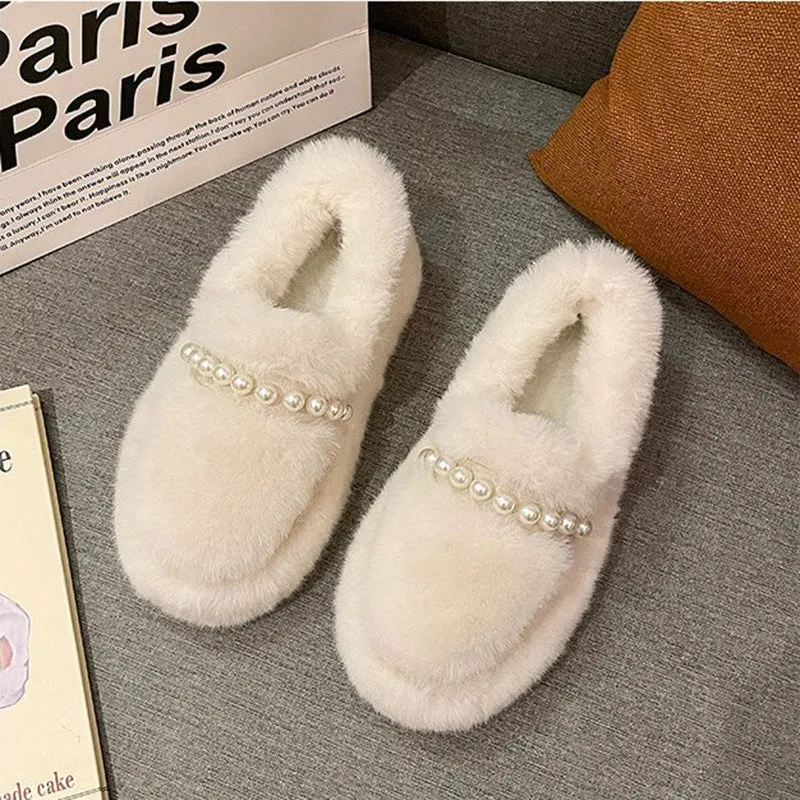 Pearl Strap Plush Slippers - Ultra Soft & Cozy
