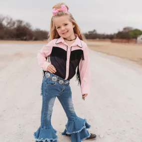 Pink Vintage Pearl Snap Kid (6-7)
