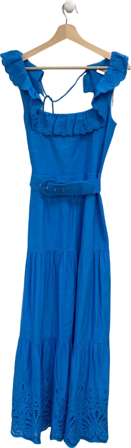 Rebecca Vallance Blue Ruffled Sleeveless Dress UK 8
