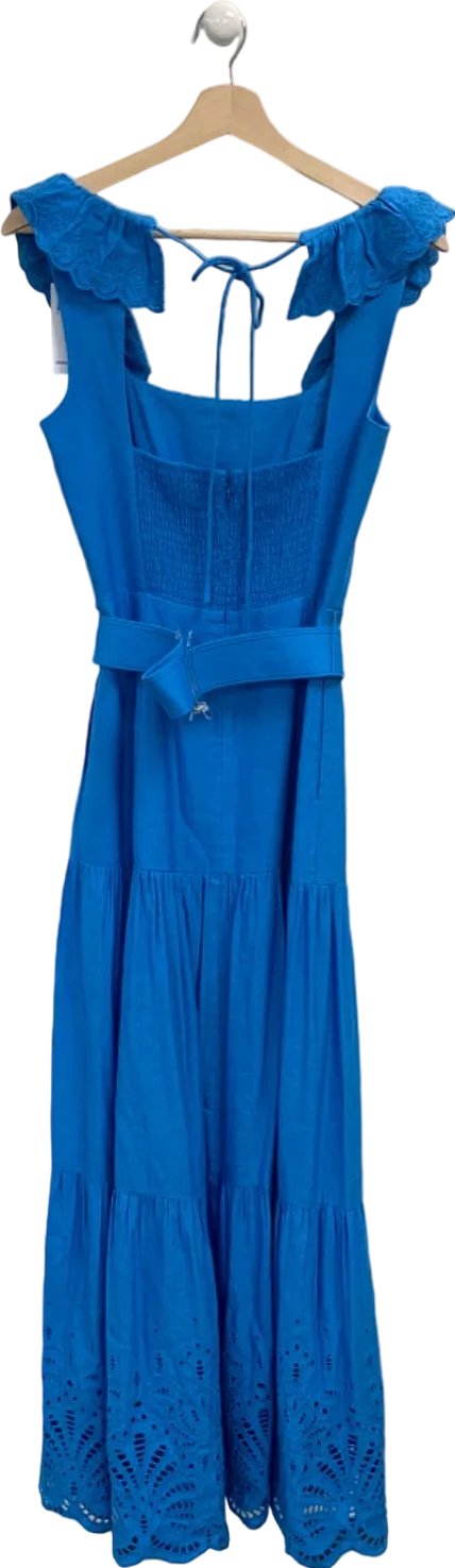 Rebecca Vallance Blue Ruffled Sleeveless Dress UK 8