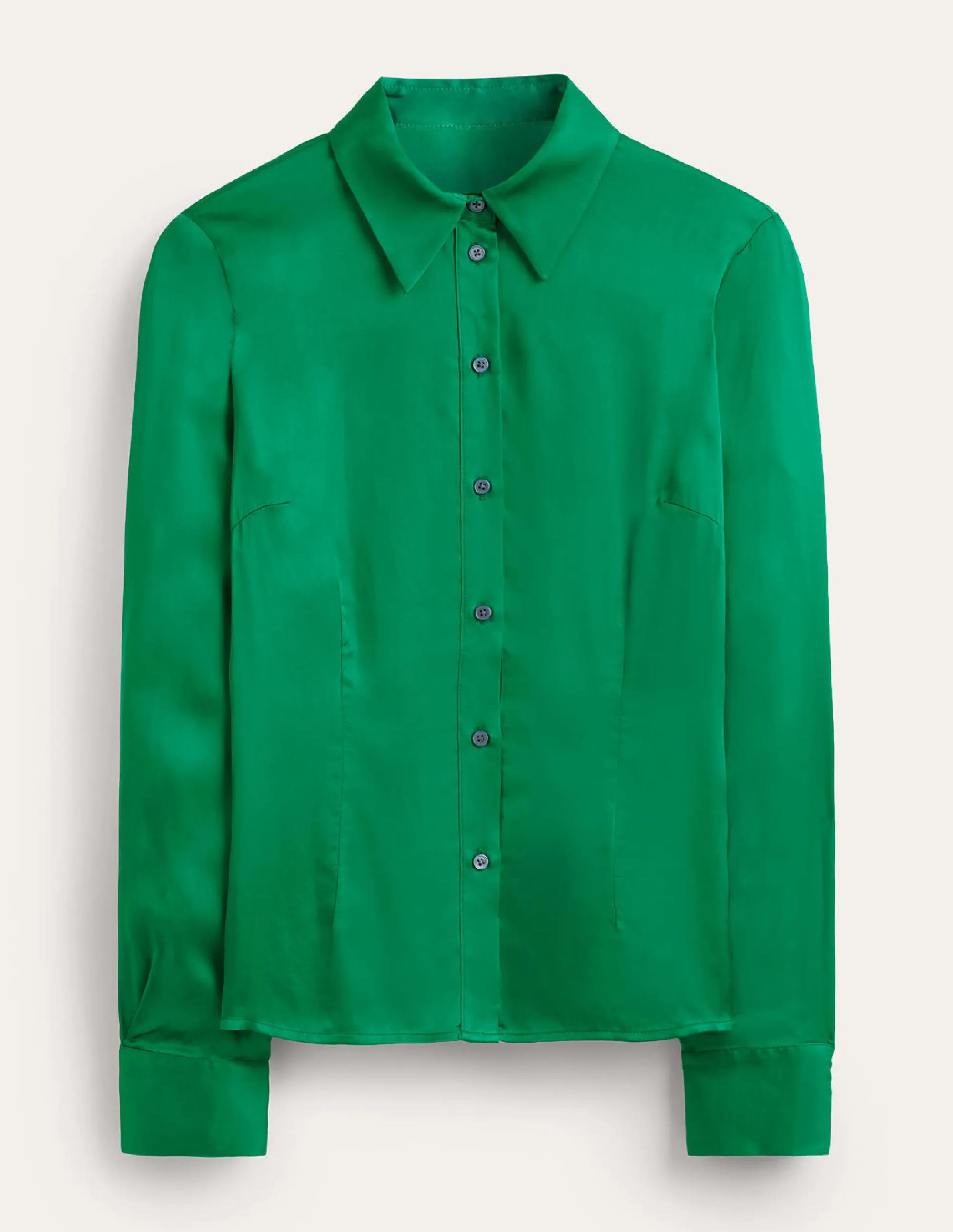 Saskia Satin Shirt-Veridian Green