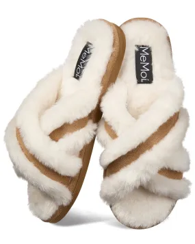 The Serina Plush Slippers in Ivory