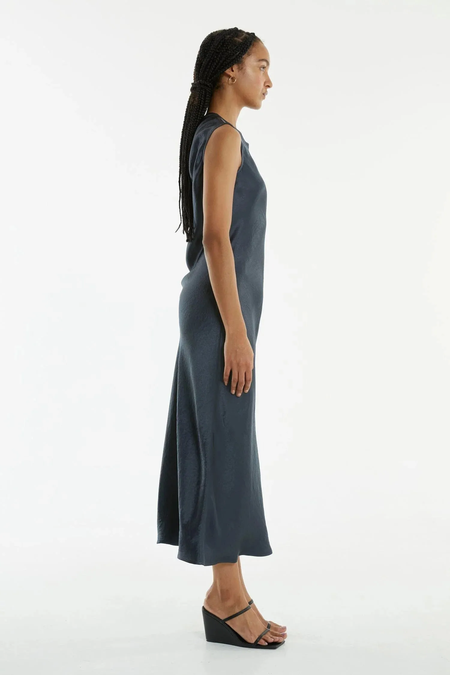 Third Form Crush Bias Tank Maxi Dress GUN METAL