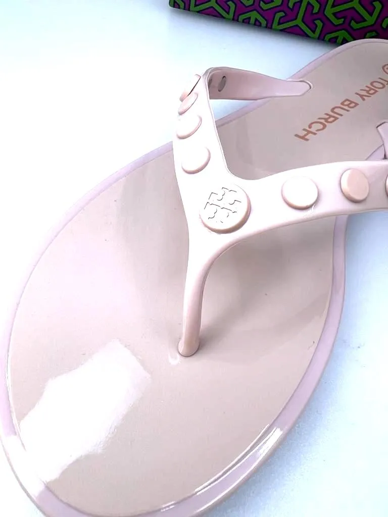 TORY BURCH STUDDED JELLY THONG SANDALS