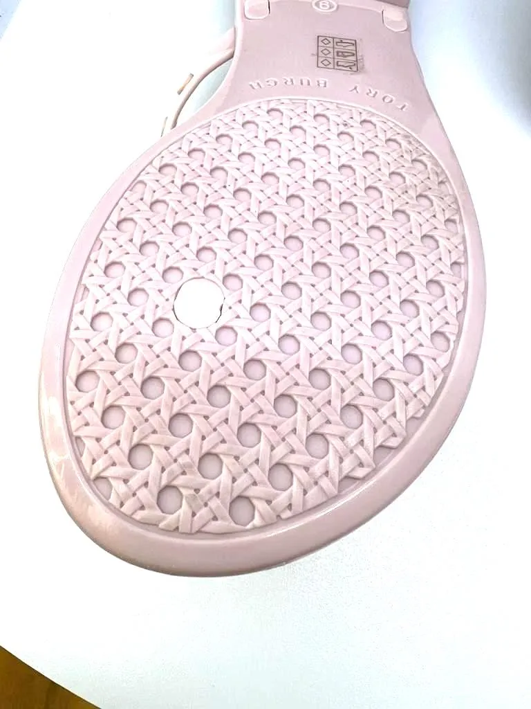 TORY BURCH STUDDED JELLY THONG SANDALS