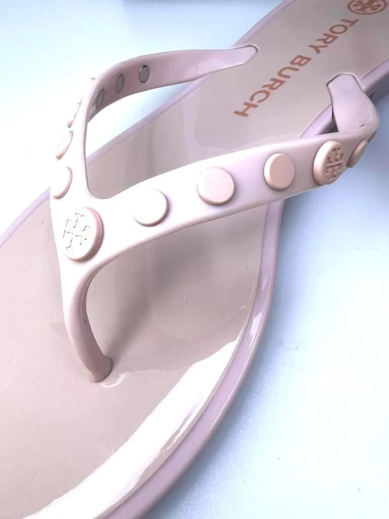 TORY BURCH STUDDED JELLY THONG SANDALS