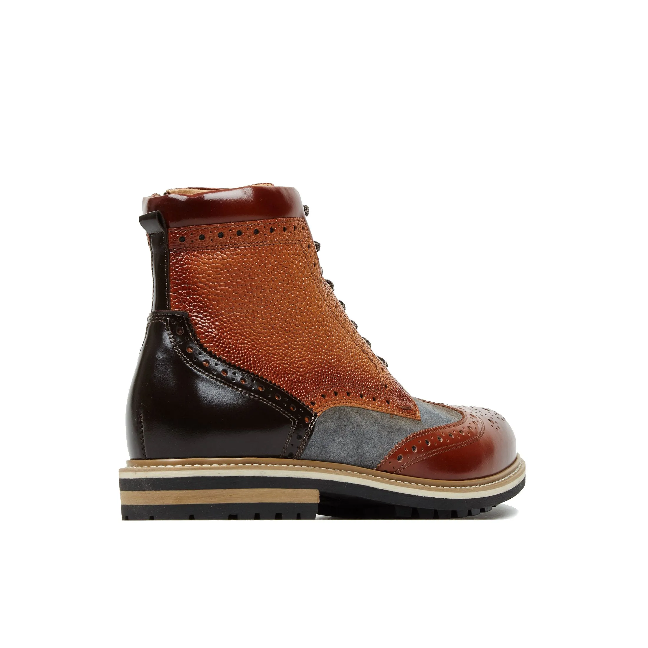 Wanderer - Foxy - Men's chunky combat style lace up and zip up boot in tan