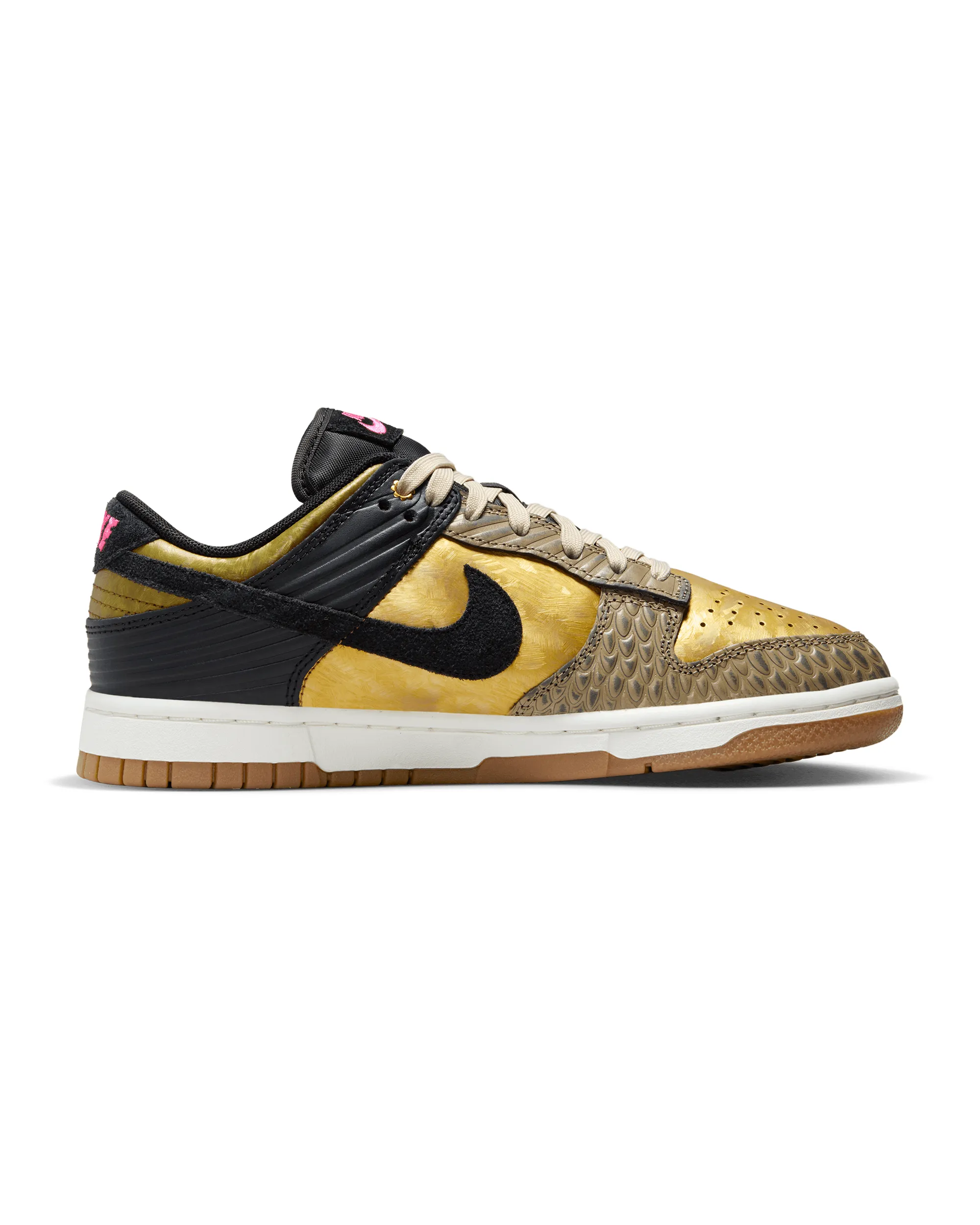 Womens Dunk Low  - Black / Khaki Metallic Gold / Medium Ash