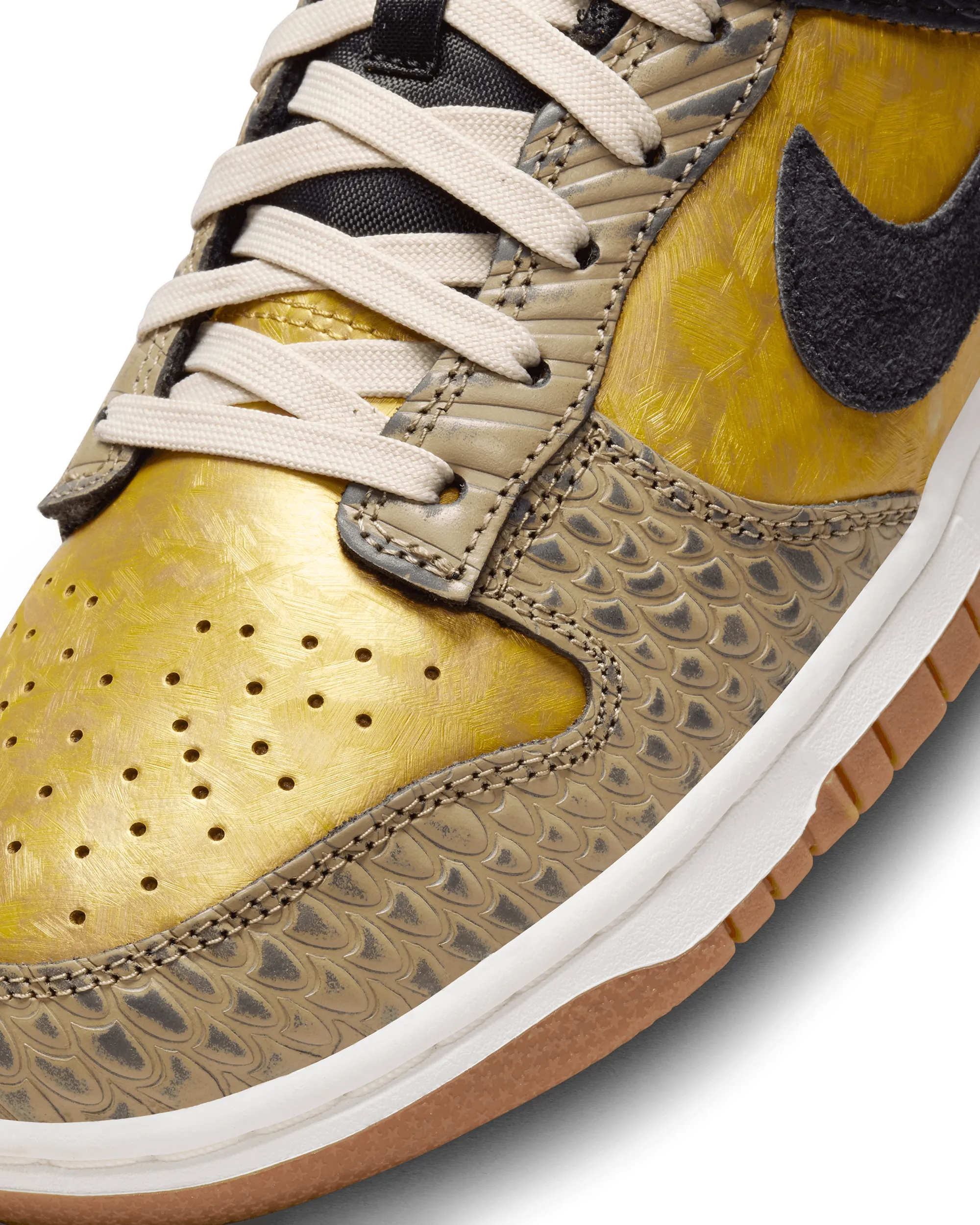 Womens Dunk Low  - Black / Khaki Metallic Gold / Medium Ash