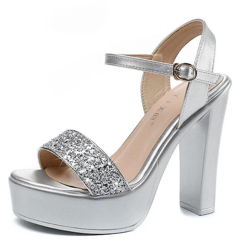 Women's Luxury Sequin Platform Dress Sandals