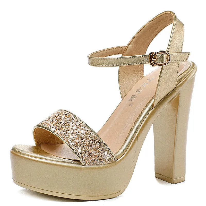 Women's Luxury Sequin Platform Dress Sandals