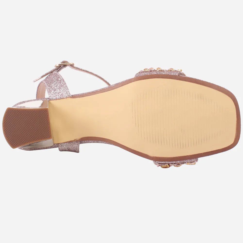 Women's "RAYA" Decorated Block Heel Sandals