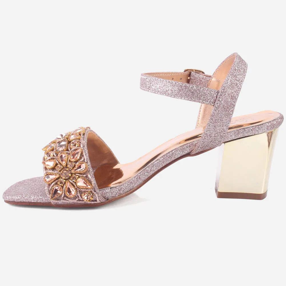 Women's "RAYA" Decorated Block Heel Sandals
