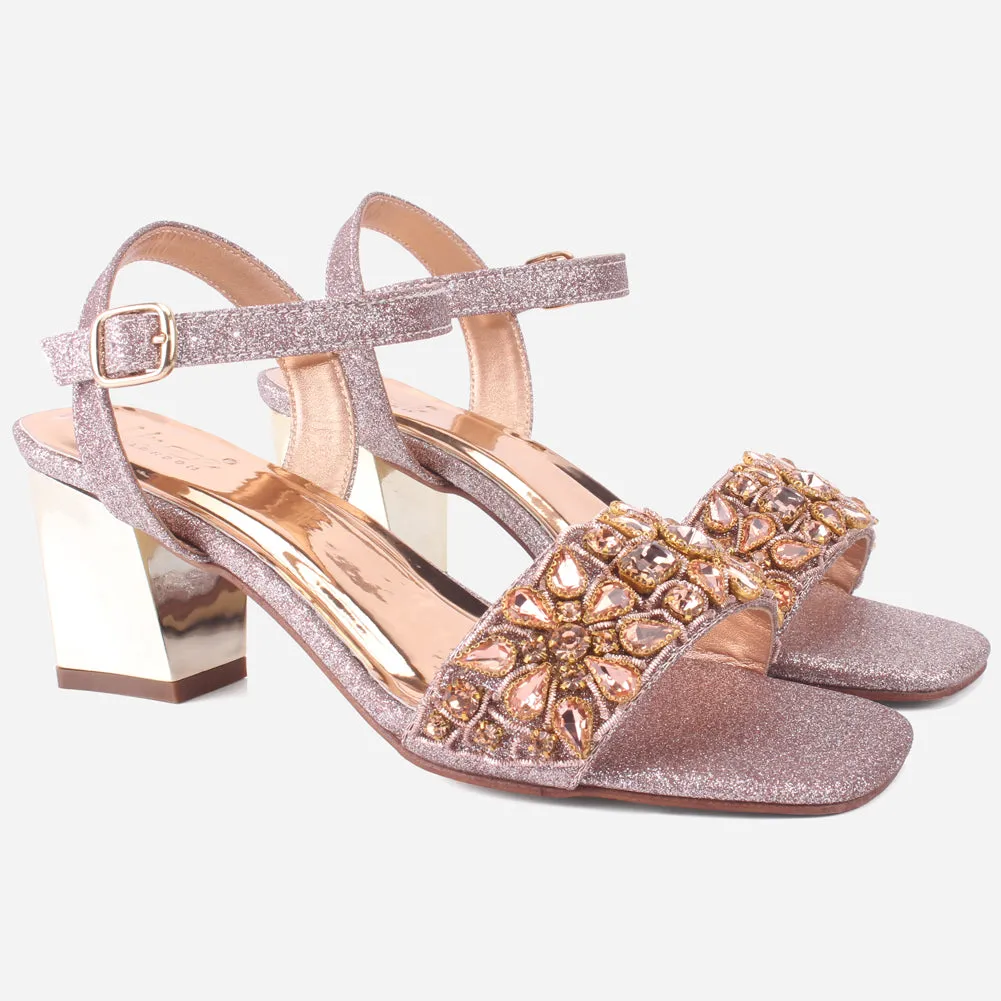 Women's "RAYA" Decorated Block Heel Sandals
