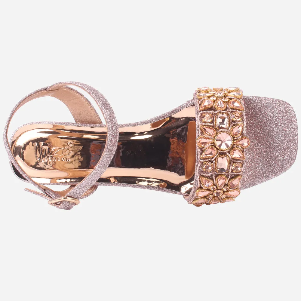 Women's "RAYA" Decorated Block Heel Sandals
