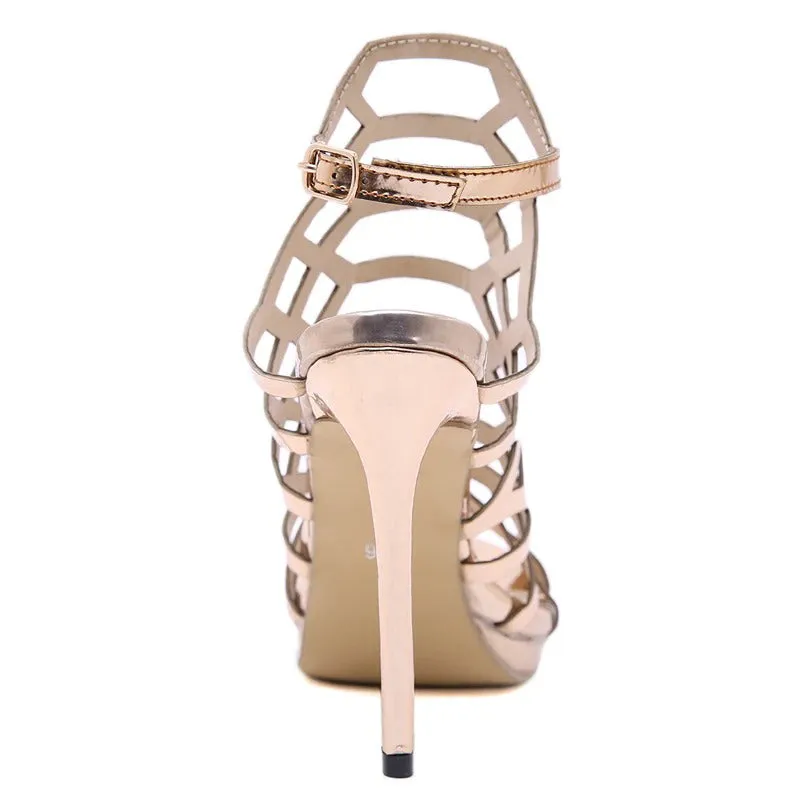 Women's Striking Hollow Out High Heel Strap Sandals