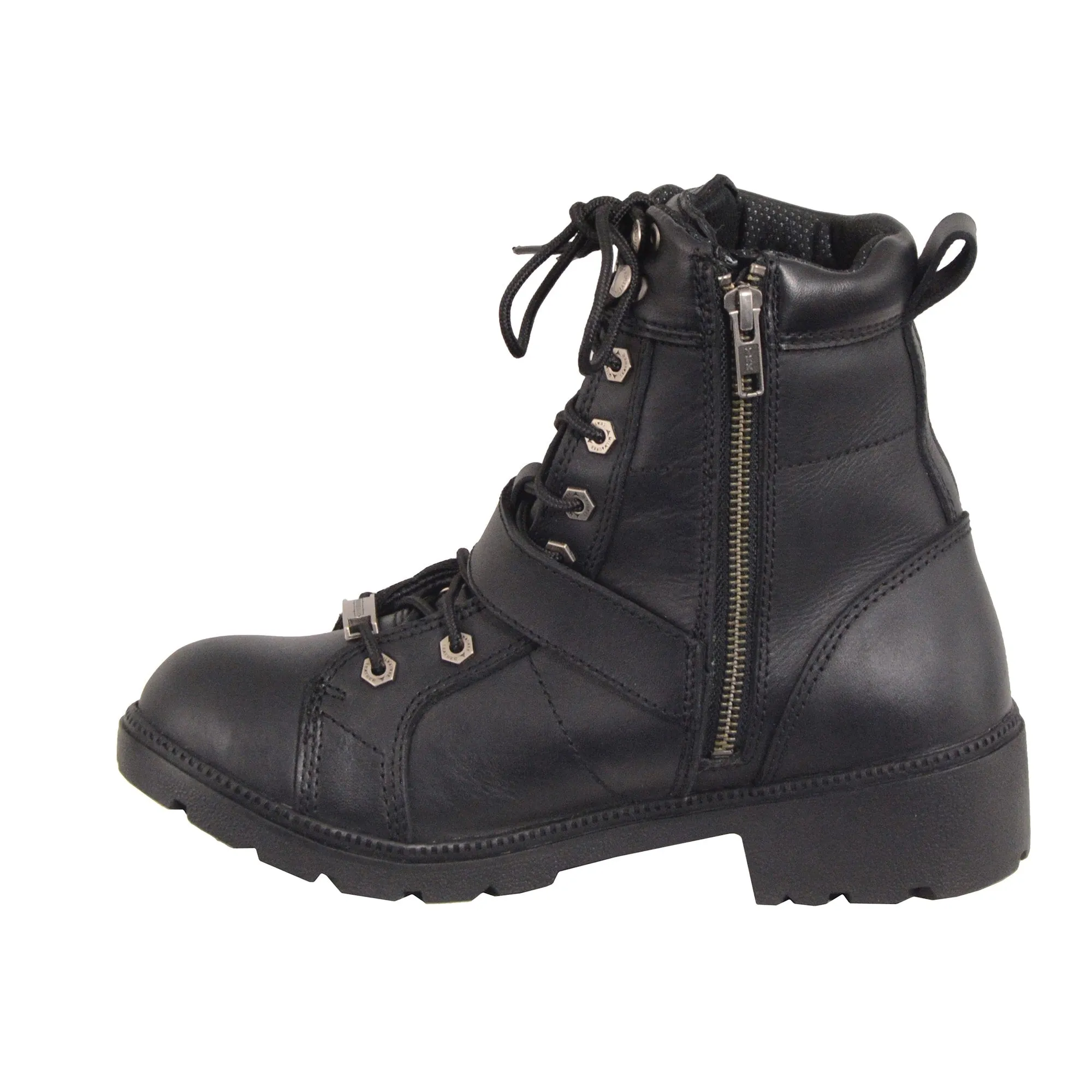 Women’s Waterproof Side Buckle Leather Boot w/ Plain Toe
